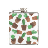 Rendy groene bruine waterverf cactus patroon heupfles (Voorkant)
