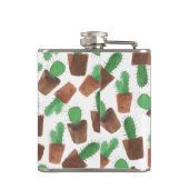 Rendy groene bruine waterverf cactus patroon heupfles (Achterkant)