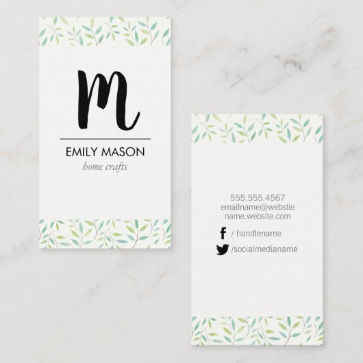 Rendy Monogram / Bladeren en Bijkantoren Visitekaartje (Voorkant / Achterkant)