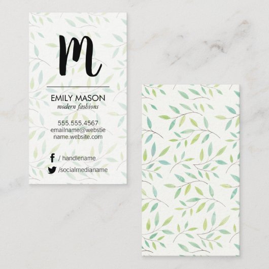 Rendy Monogram / Bladeren en Bijkantoren Visitekaartje (Voorkant / Achterkant)