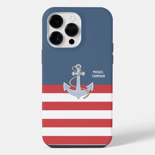 rendy nautical Anchor Monogram met stremmelvaar iPhone Hoesje (Achterkant)