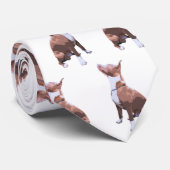 Rendy patroon bruine en witte pit bull hond stropdas (Opgerold)