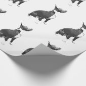 Rendy patroon zwarte en witte pit Bull hond Cadeaupapier (Hoek)