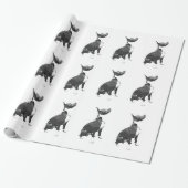 Rendy patroon zwarte en witte pit Bull hond Cadeaupapier (Uitgerold)
