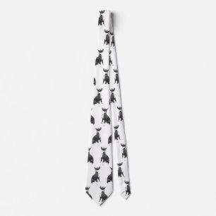 Rendy patroon zwarte en witte pit Bull hond Stropdas