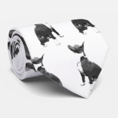 Rendy patroon zwarte en witte pit Bull hond Stropdas (Opgerold)