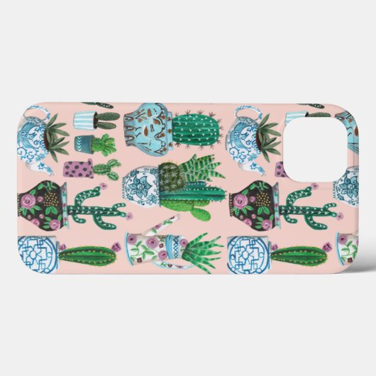 Rendy roze planten Cactus patroon Case-Mate iPhone Case (Achterkant (horizontaal))