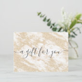 Rendy white marble gold glitter gift certificate (Staand voorkant)