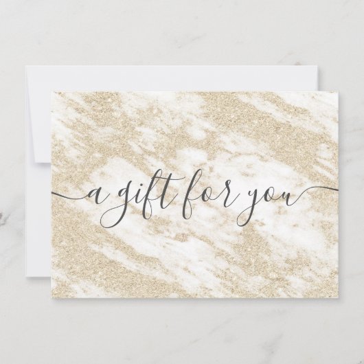 Rendy white marble gold glitter gift certificate (Voorkant)