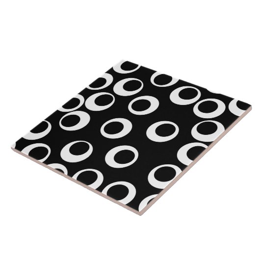 Rendy zwart-wit retro ontwerp. tegeltje (Zijkant)