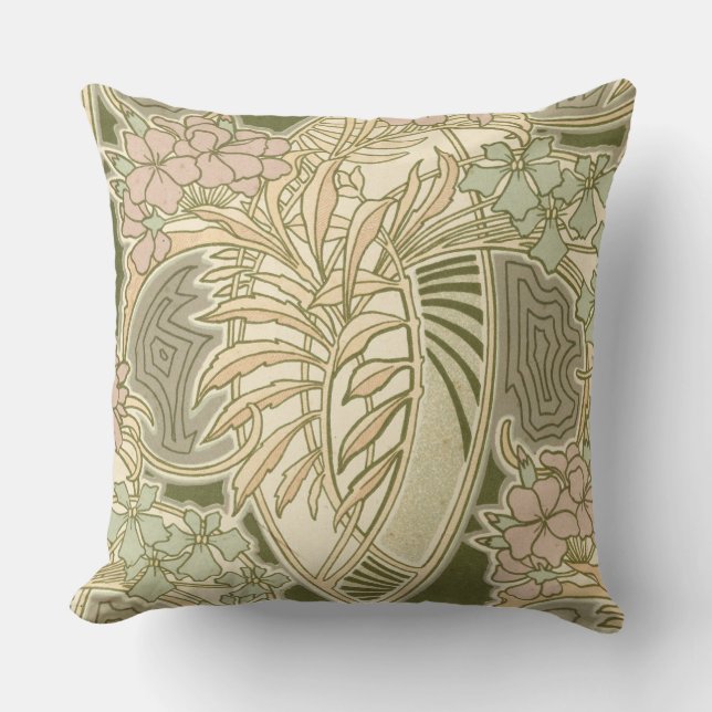 Rene Beauclair's Art Nouveau Flower Design Kussen (Voorkant)