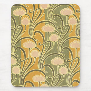 Rene Beauclair's Art Nouveau Stripes & Flowers Muismat