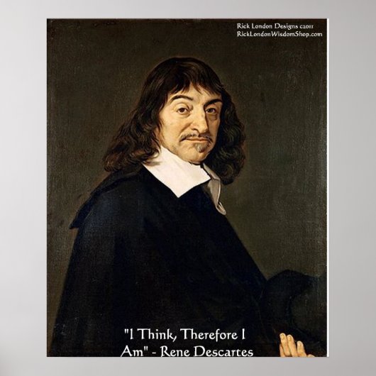 Rene Descartes "Ik denk dus ik.." Wijsheid Poster (Voorkant)