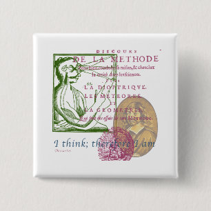 Rene Descartes Vierkante Button 5,1 Cm