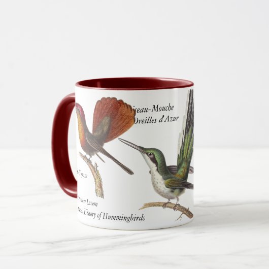 René Primevère Lesson - Drie  Hummingvogels Mok (Voorkant links)