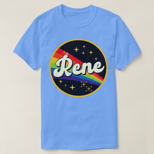 Rene regenboog in ruimte  stijl t-shirt (Design voorkant)