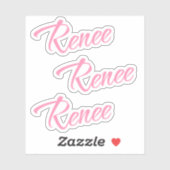 Renee Decoratieve Naam in Roze x3 Sticker (Vel)