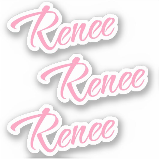 Renee Decoratieve Naam in Roze x3 Sticker (Voorkant)