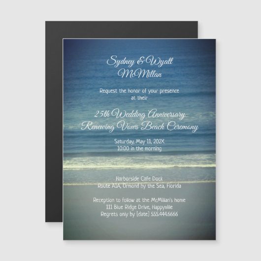 Reneing Vows Beach Ceremony Ocean Background Magnetische Uitnodiging (Voorkant / Achterkant)