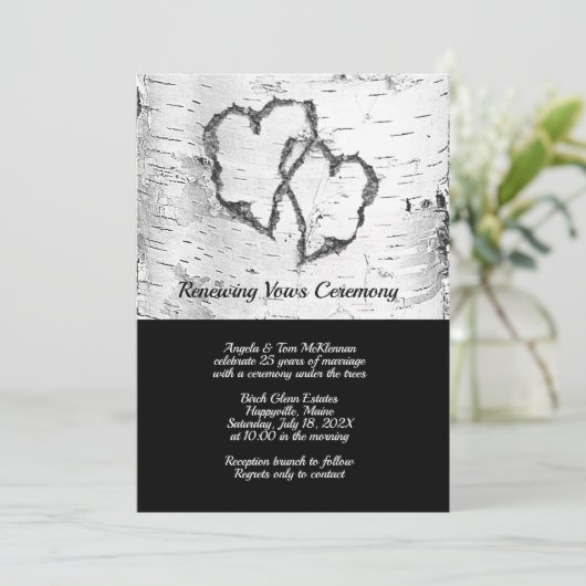 Reneing Vows Ceremony Birch Tree Hearts Kaart (Staand voorkant)