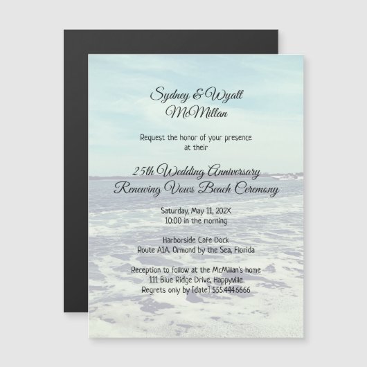 Reneing Vows Ceremony Boating Water Background Magnetische Uitnodiging (Voorkant / Achterkant)