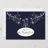 Reneing Wedding Vows Invitation Navy Floral Kaart (Voorkant)