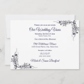 Reneing Wedding Vows Invitation Navy Floral Kaart (Achterkant)