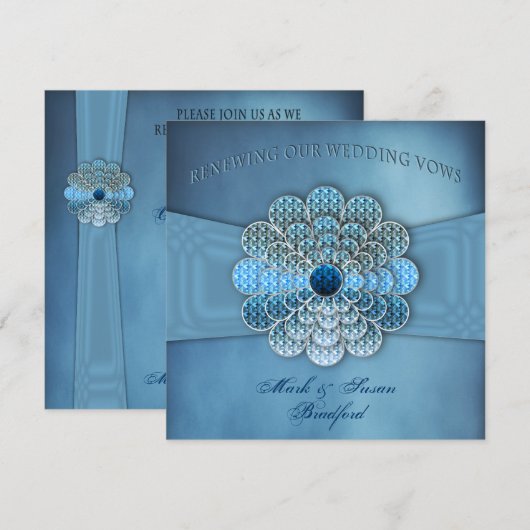 Reneing Wedding Vows - Uitnodiging - Elegant Blue (Voorkant / Achterkant)