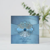 Reneing Wedding Vows - Uitnodiging - Elegant Blue (Staand voorkant)