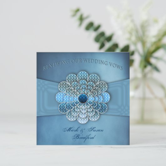 Reneing Wedding Vows - Uitnodiging - Elegant Blue (Staand voorkant)