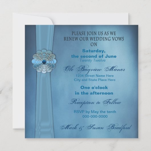 Reneing Wedding Vows - Uitnodiging - Elegant Blue (Achterkant)