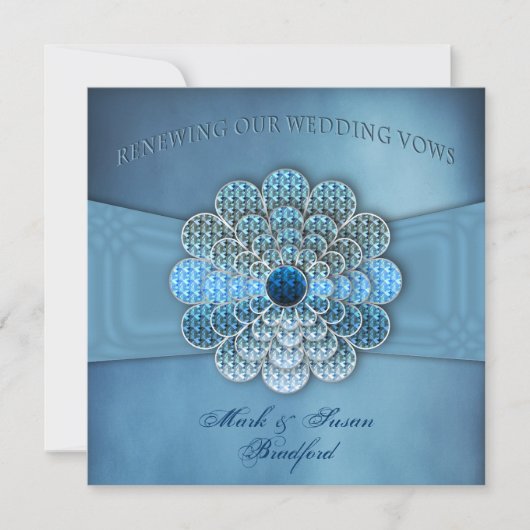 Reneing Wedding Vows - Uitnodiging - Elegant Blue (Voorkant)