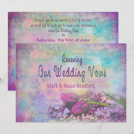 Reneing Wedding Vows - Uitnodiging Floral Elegance (Voorkant / Achterkant)