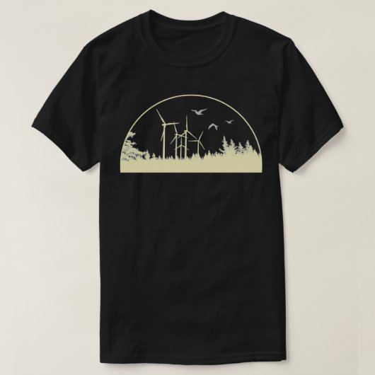 renewable energy wind farm in the forest at sunset t-shirt (Design voorkant)