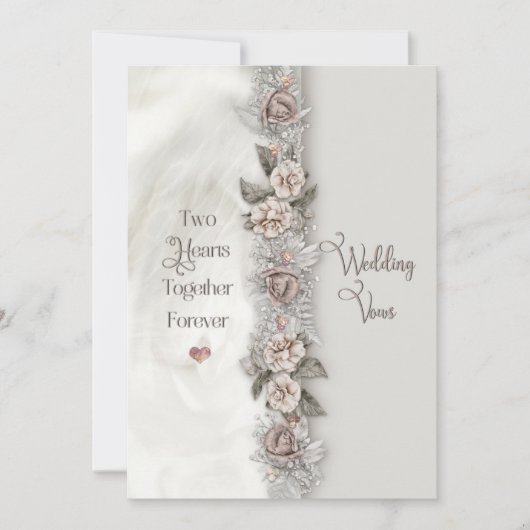 Renewal Wedding Vows Dreamweaver Floral Beige Roos Kaart (Voorkant)