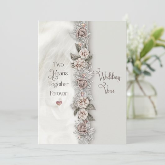 Renewal Wedding Vows Dreamweaver Floral Beige Roos Kaart (Staand voorkant)