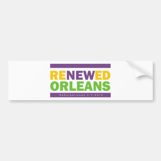 Renewed Orleans Bumpersticker (Voorkant)