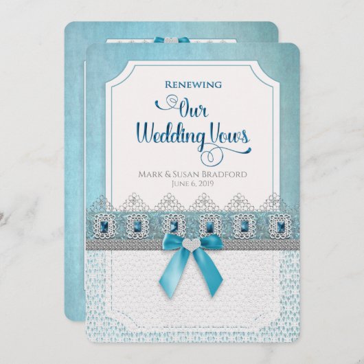 Renewing Wedding Vows Elegant Uitnodiging, Elegant Kaart (Voorkant / Achterkant)