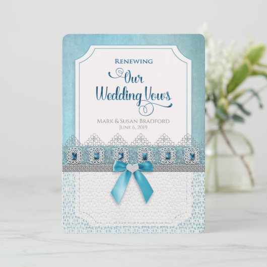 Renewing Wedding Vows Elegant Uitnodiging, Elegant Kaart (Staand voorkant)