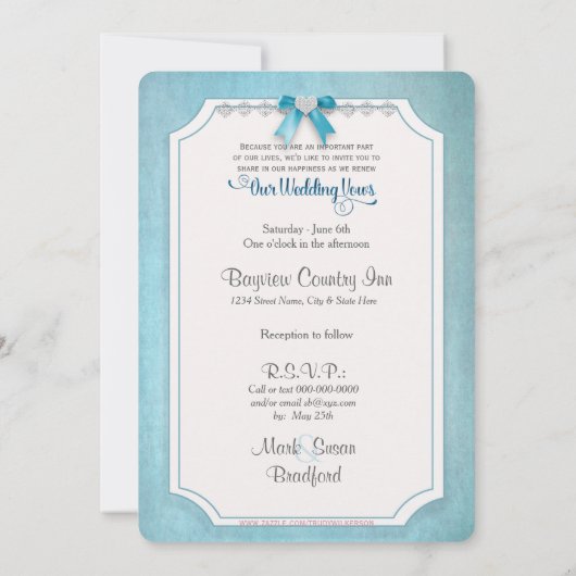 Renewing Wedding Vows Elegant Uitnodiging, Elegant Kaart (Achterkant)