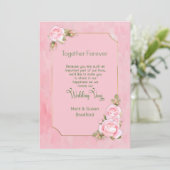 Renewing Wedding Vows, Pink Roses, Elegant Kaart (Staand voorkant)