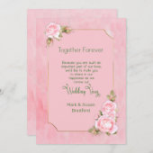 Renewing Wedding Vows, Pink Roses, Elegant Kaart (Voorkant / Achterkant)