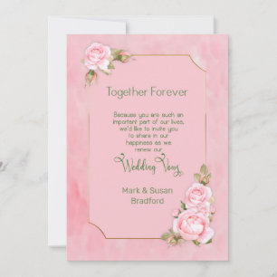 Renewing Wedding Vows, Pink Roses, Elegant Kaart