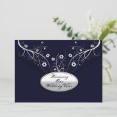 Renewing Wedding Vows - Uitnodigingen - Navy Flora (Staand voorkant)