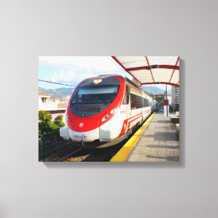 Renfe trein op het station van Los Boliches, Costa Canvas Afdruk