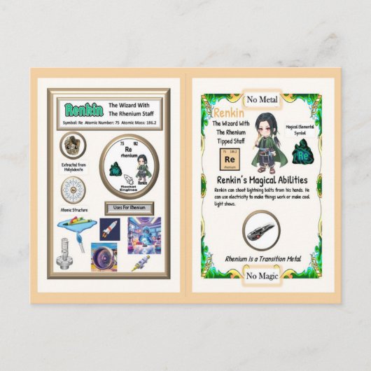 Renkin Wizard - Rhenium Element Briefkaart (Voorkant)