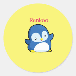 Renkoo Penguin Geel Ronde Sticker