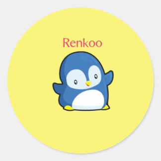 Renkoo Penguin Geel Ronde Sticker