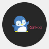 Renkoo Penguin Zwarte Sticker (Voorkant)