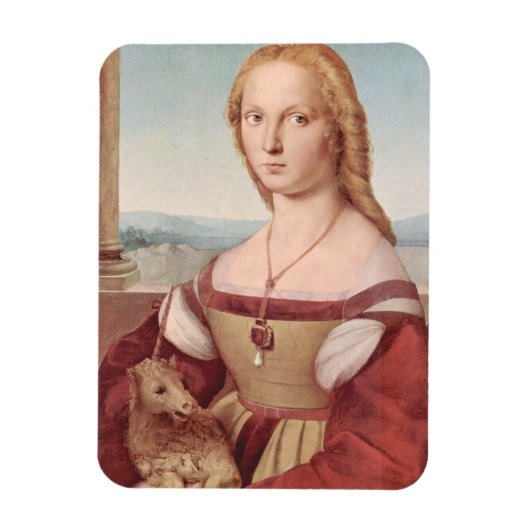 Rennaisance Unicorn en Lady Raphael Painting Magneet (Verticaal)